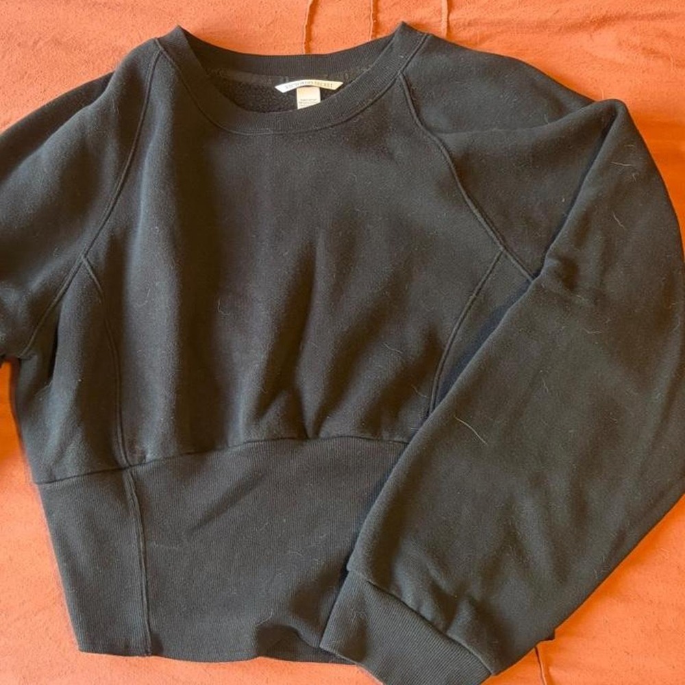 Victoria's Secret Black Crewneck Sweatshirt Cropped Loungewear XL